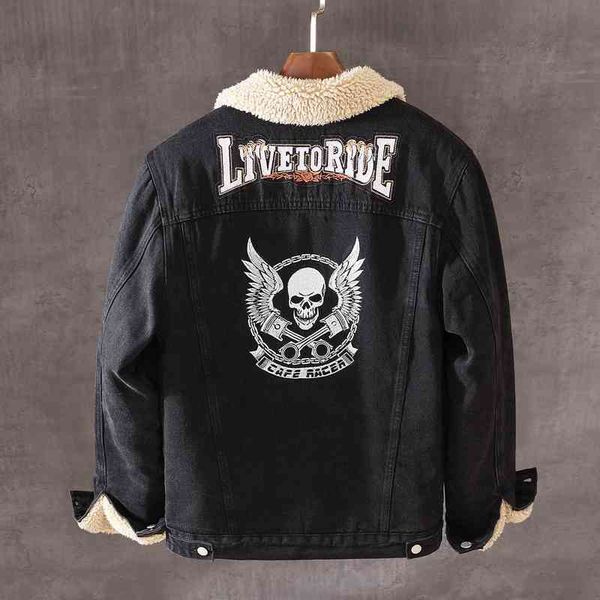men's jackets ly designer fashion winter jacket men black color skulls embroidery punk warm denim coats velvet thick, Black;brown
men's jackets ly designer fashion winter jacket men black color skulls embroidery punk warm denim coats velvet thick, Black;brown
