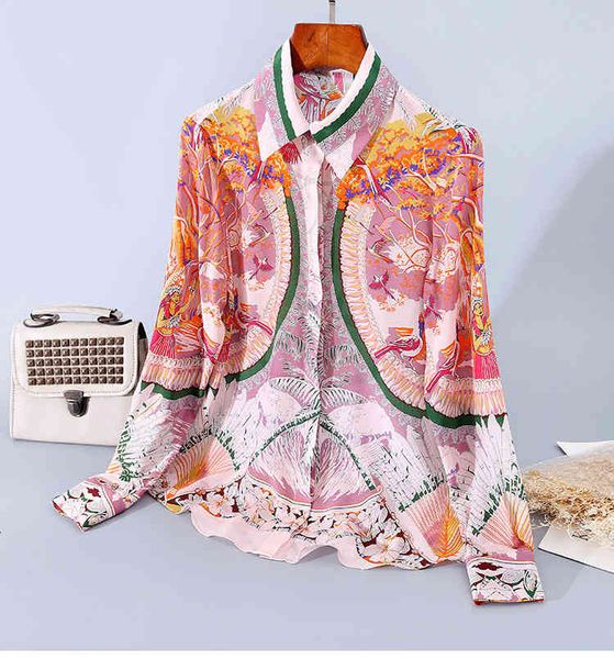 women's blouses & shirts spring for european and american women's wear long sleeve lapel fashionable vintage printed silk shirt 27, White
women's blouses & shirts spring for european and american women's wear long sleeve lapel fashionable vintage printed silk shirt 27, White