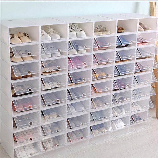 clothing & wardrobe storage 2/6/12pcs thicken shoes boxes transparent stackable organizer plastic shoe container - size s l (white)
clothing & wardrobe storage 2/6/12pcs thicken shoes boxes transparent stackable organizer plastic shoe container - size s l (white)