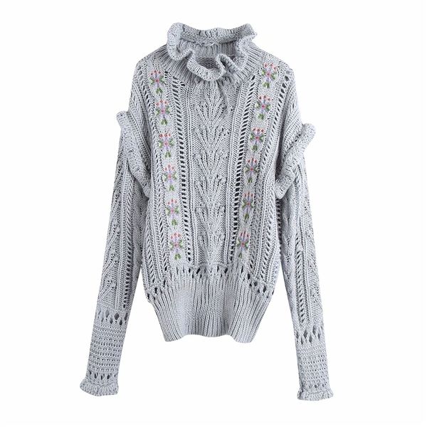 elegant women embroidery sweater fashion ladies hollow out loose knitted streetwear female causal ruffles sweaters 210427, White;black
elegant women embroidery sweater fashion ladies hollow out loose knitted streetwear female causal ruffles sweaters 210427, White;black