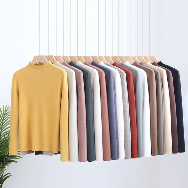 autumn winter casual solid color half high neck knitted sweater thick and comfortable all-match pullover bottoming 210520, White;black
autumn winter casual solid color half high neck knitted sweater thick and comfortable all-match pullover bottoming 210520, White;black