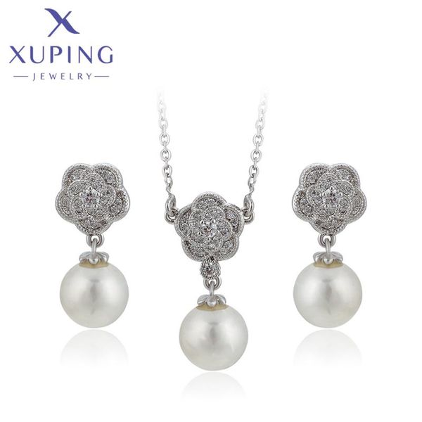earrings & necklace xuping jewelry fashion arrival flower shaped imitation pearl sets for women family anniversary party gift 60084, Silver
earrings & necklace xuping jewelry fashion arrival flower shaped imitation pearl sets for women family anniversary party gift 60084, Silver