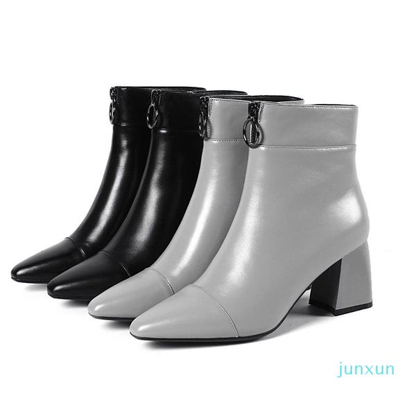 wholesale-boots isnom high heels women ankle pointed toe zip footwear genuine leather female boot fashion shoes woman, Black
wholesale-boots isnom high heels women ankle pointed toe zip footwear genuine leather female boot fashion shoes woman, Black