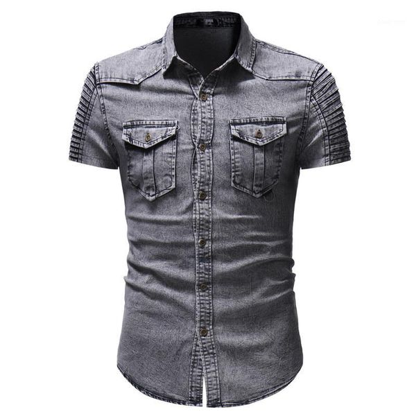 men's casual shirts spring summer denim shirt short sleeve two pockets button down western cotton jeans cowboy work, White;black
men's casual shirts spring summer denim shirt short sleeve two pockets button down western cotton jeans cowboy work, White;black