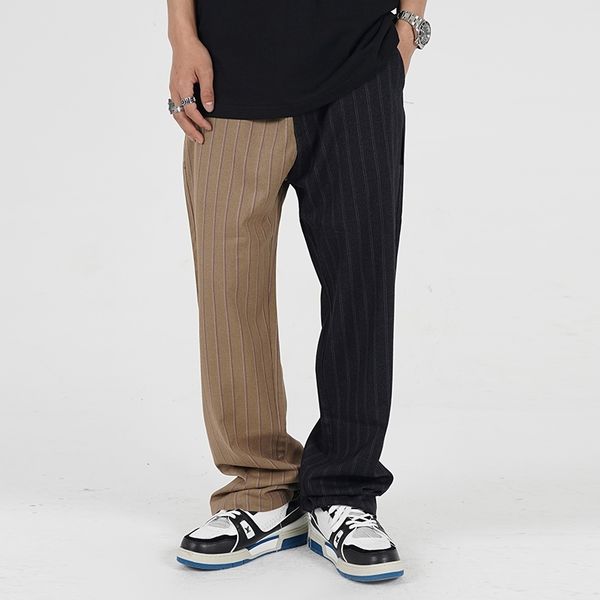 men's pants color block striped casual straight suit mens pockets retro oversize hip hop baggy trousers loose streetwear track 1av, Black
men's pants color block striped casual straight suit mens pockets retro oversize hip hop baggy trousers loose streetwear track 1av, Black