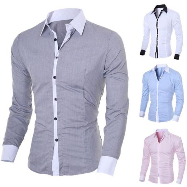 men's casual shirts patchwork turn-down collar men shirt long sleeve buttons closure business formal male clothing slim fit, White;black
men's casual shirts patchwork turn-down collar men shirt long sleeve buttons closure business formal male clothing slim fit, White;black