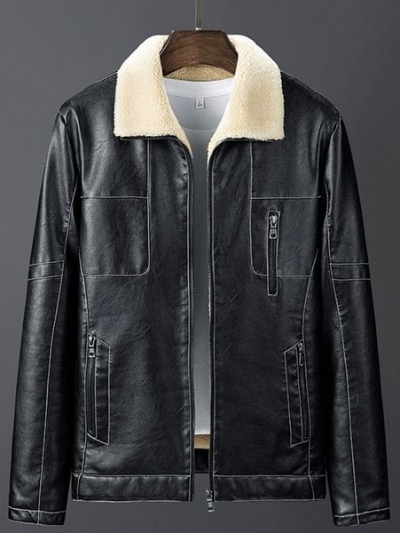 men teddy lined zipper pu leather jacket without tee f7xh#, Black;brown
men teddy lined zipper pu leather jacket without tee f7xh#, Black;brown