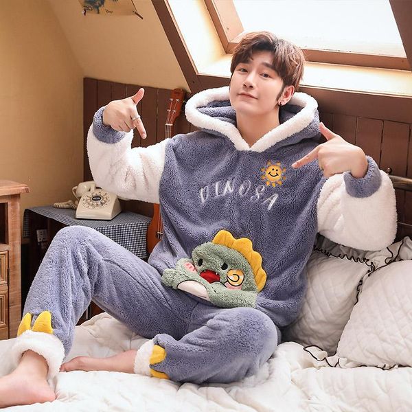 men's sleepwear 2021 winter long sleeve warm flannel pajamas sets men thicken pyjamas cartoon korean homewear soft pijama hoodies, Black;brown
men's sleepwear 2021 winter long sleeve warm flannel pajamas sets men thicken pyjamas cartoon korean homewear soft pijama hoodies, Black;brown