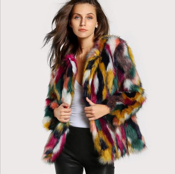 women's fur & faux women winter autumn long hairy shaggy outwear contrast color female warm artifical coats short section fake jacket k, Black
women's fur & faux women winter autumn long hairy shaggy outwear contrast color female warm artifical coats short section fake jacket k, Black