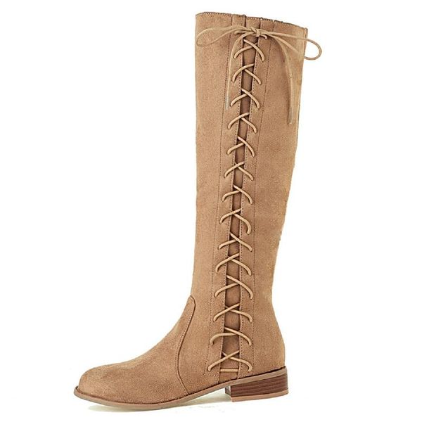 boots lace up knee high women flats autumn winter faxu suede for casual black beige riding shoes large size
boots lace up knee high women flats autumn winter faxu suede for casual black beige riding shoes large size