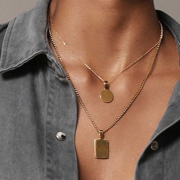 designer necklace enfashion personalized engraved name stainless steel circle square pendant s for couples jewelry custom pb3010, Silver
designer necklace enfashion personalized engraved name stainless steel circle square pendant s for couples jewelry custom pb3010, Silver