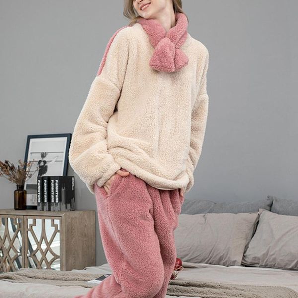 women's two piece pants autumn and winter flannel warm coral fleece couple pajamas suit thick cardigan princess style home service, White
women's two piece pants autumn and winter flannel warm coral fleece couple pajamas suit thick cardigan princess style home service, White