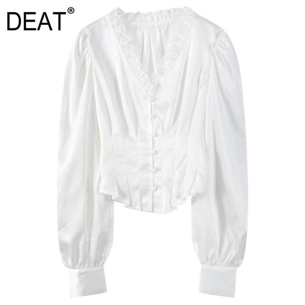 women's blouses & shirts deat women white lace patchwork folds chiffon short blouse v-neck long sleeve slim fit shirt fashion tide 2021
women's blouses & shirts deat women white lace patchwork folds chiffon short blouse v-neck long sleeve slim fit shirt fashion tide 2021