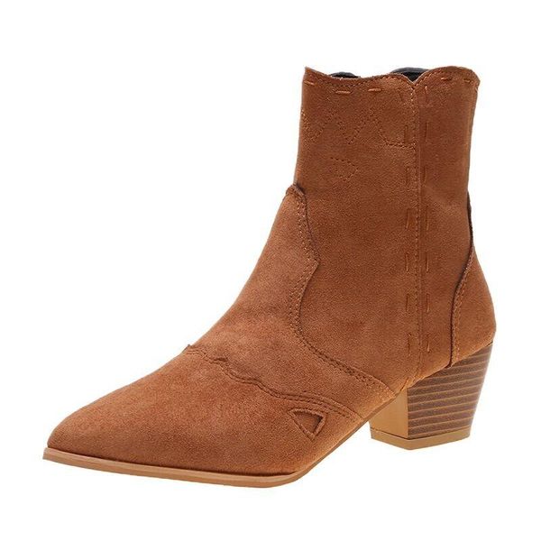 boots brown ankle for women autumn ladies suede single shoes woman solid colors pointed toe square root short, Black
boots brown ankle for women autumn ladies suede single shoes woman solid colors pointed toe square root short, Black
