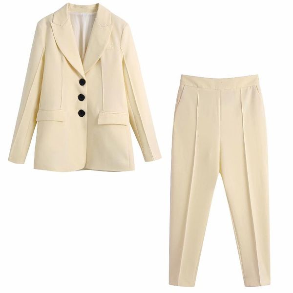 women's two piece pants women suit clothing autumn 2021 fashion blazer and capris trousers office lady casual sets, White
women's two piece pants women suit clothing autumn 2021 fashion blazer and capris trousers office lady casual sets, White