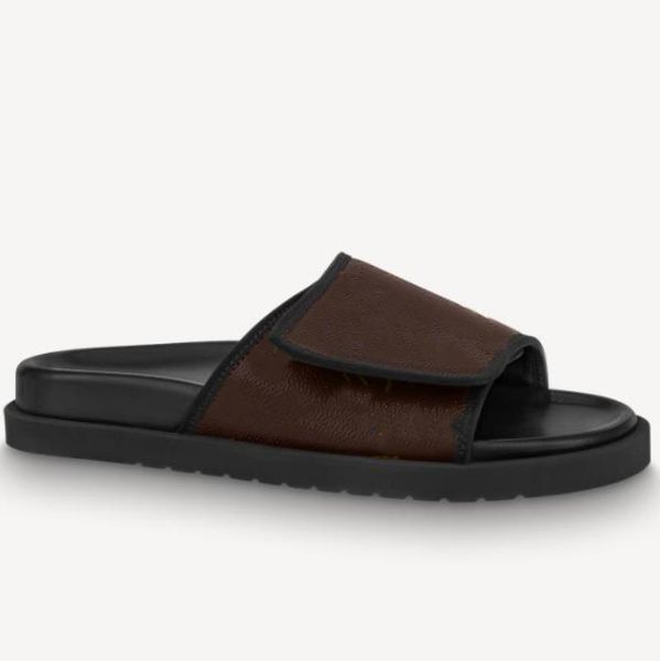 men leather flat slipper letter flower printed miami mule designer women canvas strap pool pillow rubber outsole slide sandal, Black
men leather flat slipper letter flower printed miami mule designer women canvas strap pool pillow rubber outsole slide sandal, Black