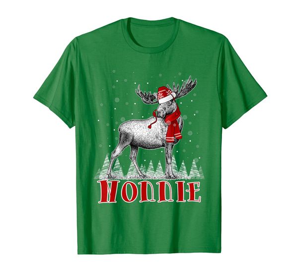 nonnie moose wear santa hat matching family t-shirt, White;black