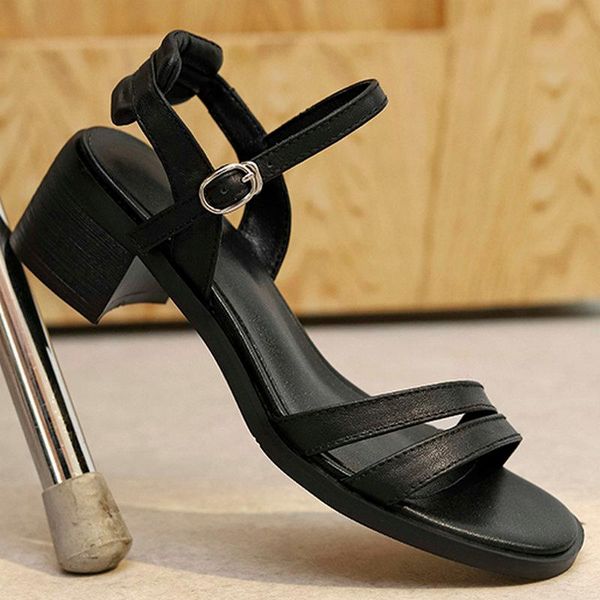 vintage metal buckle sandals for women comfortable genuine letaher high heels pumps summer est wedding shoes woman, Black
vintage metal buckle sandals for women comfortable genuine letaher high heels pumps summer est wedding shoes woman, Black