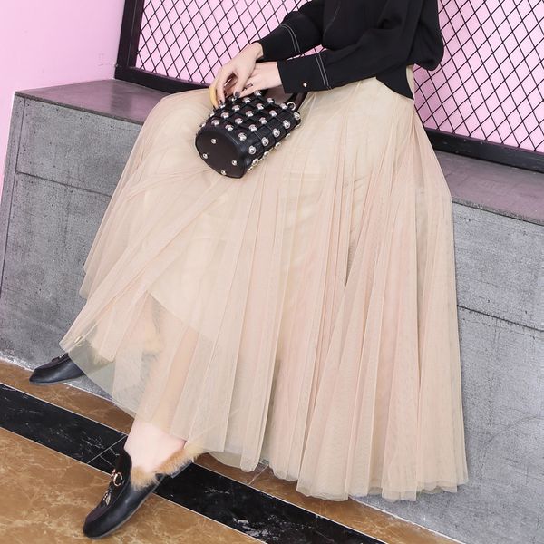 skirts sweet loose net yarn skirt spring autumn women's mid-length pleated slim a-line long jupe femme pyaz, Black
skirts sweet loose net yarn skirt spring autumn women's mid-length pleated slim a-line long jupe femme pyaz, Black