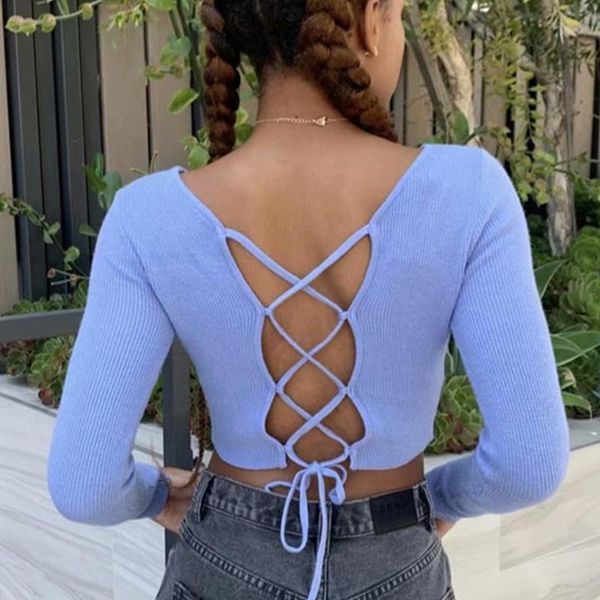 women's sweaters 2021 fashion brand women short sweater casual autumn winter backless knitted pullover long sleeve, White;black
women's sweaters 2021 fashion brand women short sweater casual autumn winter backless knitted pullover long sleeve, White;black