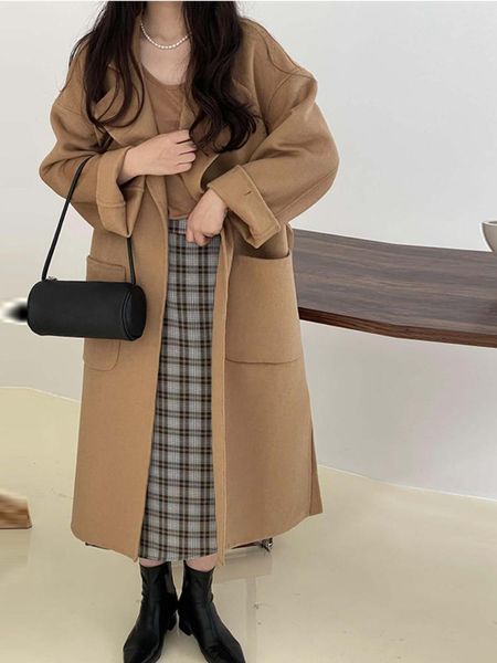 women's wool & blends autumn and winter style double-faced cashmere coat female/fashionable long lapel woolen, Black
women's wool & blends autumn and winter style double-faced cashmere coat female/fashionable long lapel woolen, Black