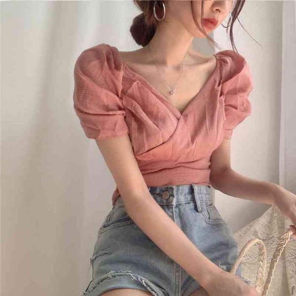 korean chic retro sweet v neck puff short sleeve cross plaid blouse women slim waist pleated blusas de mujer shirts fashion 210429, White
korean chic retro sweet v neck puff short sleeve cross plaid blouse women slim waist pleated blusas de mujer shirts fashion 210429, White