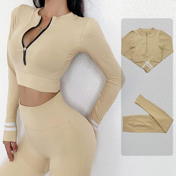 women's leggings high waist sportswear workout clothes women seamless yoga set zipper long sleeve sports gym fitness, Black
women's leggings high waist sportswear workout clothes women seamless yoga set zipper long sleeve sports gym fitness, Black