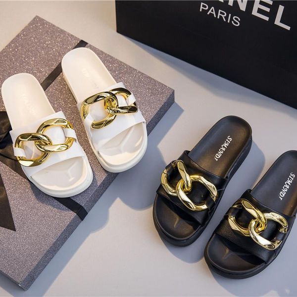 slippers laasimi summer women flat platform chain for ladies outside british style with slides genuine leather woman mules, Black
slippers laasimi summer women flat platform chain for ladies outside british style with slides genuine leather woman mules, Black