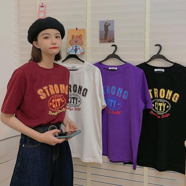 women's t-shirt clothing short sleeve design sense niche chic hong kong style loose ins fashion summer, White
women's t-shirt clothing short sleeve design sense niche chic hong kong style loose ins fashion summer, White