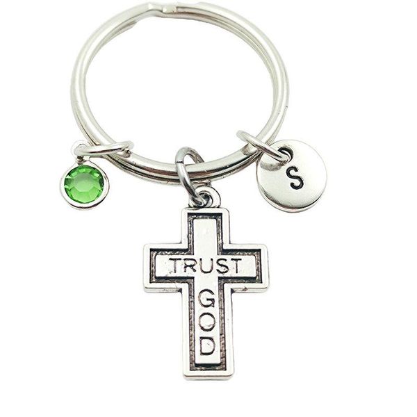 keychains jesus cross trust god initial letter birthstone keyrings creative fashion jewelry women gifts accessories, Silver
keychains jesus cross trust god initial letter birthstone keyrings creative fashion jewelry women gifts accessories, Silver