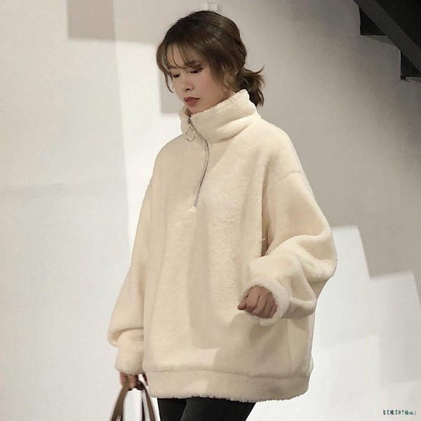 women's hoodies & sweatshirts winter zipper pullover sweater korean style loose lazy lamb wool coat all-match solid 2 color, Black
women's hoodies & sweatshirts winter zipper pullover sweater korean style loose lazy lamb wool coat all-match solid 2 color, Black