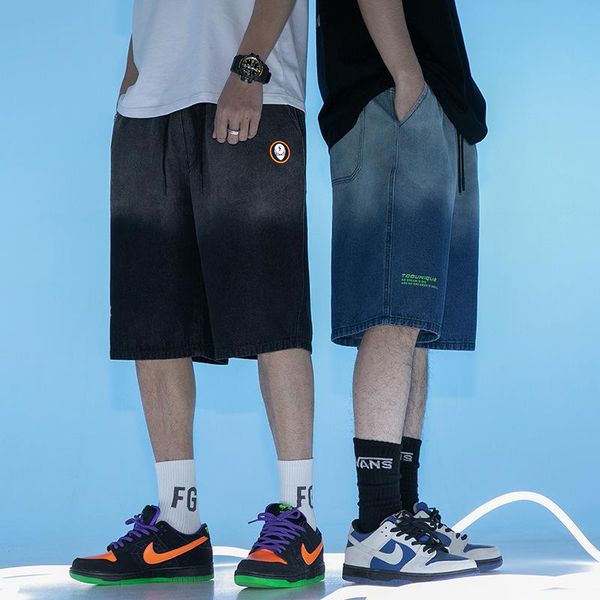 men's jeans hanlu's main series 2021 summer gradient denim shorts fashion brand printed loose capris, Blue
men's jeans hanlu's main series 2021 summer gradient denim shorts fashion brand printed loose capris, Blue