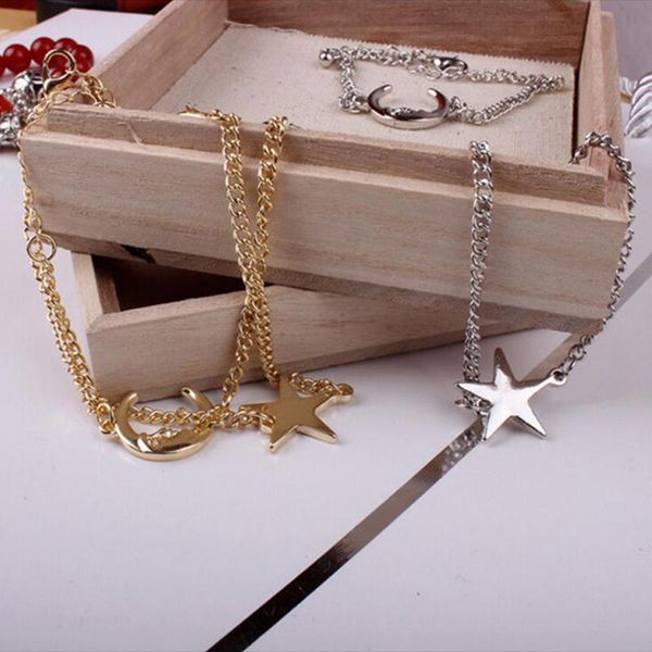 link, chain wwomen stars and moon bracelet vintage elegant jewelry accessories gift, Black
link, chain wwomen stars and moon bracelet vintage elegant jewelry accessories gift, Black