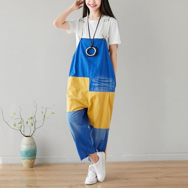 pants ladies denim retro plus size overalls stitching contrast frayed casual pants cotton and linen cropped trousers, Black;white
pants ladies denim retro plus size overalls stitching contrast frayed casual pants cotton and linen cropped trousers, Black;white
