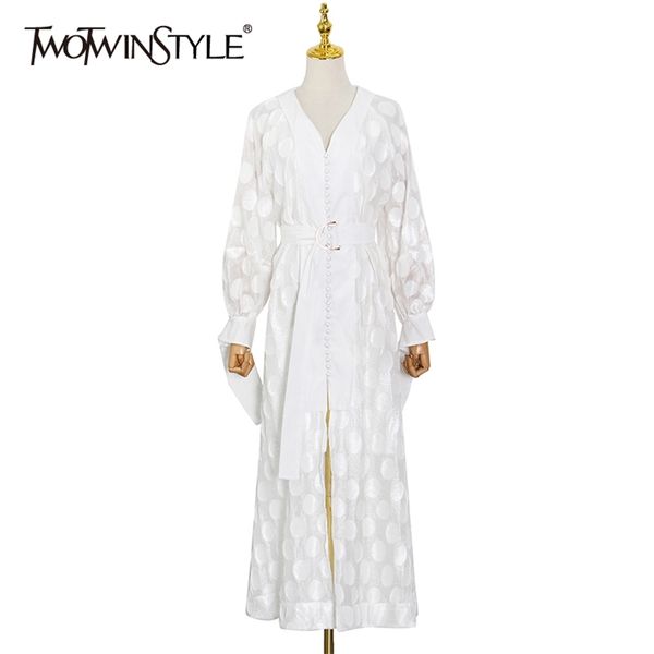 white dot print dress for women v neck lantern long sleeve high waist sashes slim midi dresses female clothing 210520, Black;gray
white dot print dress for women v neck lantern long sleeve high waist sashes slim midi dresses female clothing 210520, Black;gray