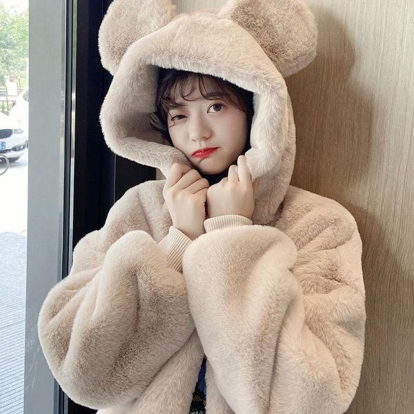 women's fur & faux women 2021 autumn winter lambs coat female fleece hooded jacket oversize parkas ladies warm outerwear z710, Black
women's fur & faux women 2021 autumn winter lambs coat female fleece hooded jacket oversize parkas ladies warm outerwear z710, Black