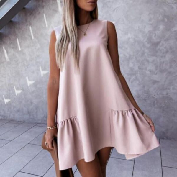 casual dresses women summer 2021 solid color loose dress sleeveless ruffle mini o neck beach holiday robe, Black;gray
casual dresses women summer 2021 solid color loose dress sleeveless ruffle mini o neck beach holiday robe, Black;gray