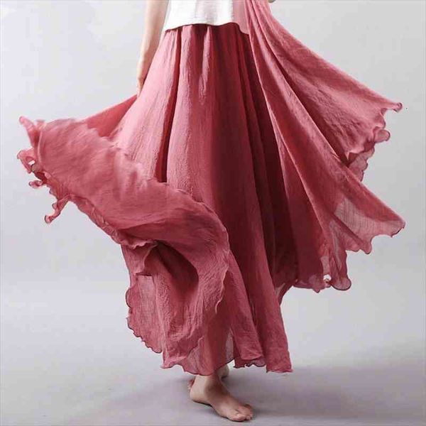 cotton long skirt women summer candy color pleated a-linen big circel faldas female vintage elastic waist beach maxi skirt, Black
cotton long skirt women summer candy color pleated a-linen big circel faldas female vintage elastic waist beach maxi skirt, Black
