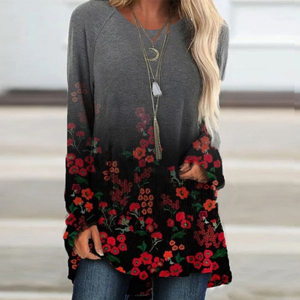ladies t-shirt spring fashion vintage print flower women's clothing long sleeves casual plus size comfortable 210515, White
ladies t-shirt spring fashion vintage print flower women's clothing long sleeves casual plus size comfortable 210515, White