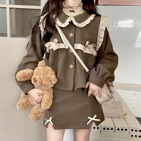 two piece dress autumn kawaii lolita set women bow japanese sweet cute woman skirt suits elegant vintage korean fashion clothing 2021, White
two piece dress autumn kawaii lolita set women bow japanese sweet cute woman skirt suits elegant vintage korean fashion clothing 2021, White