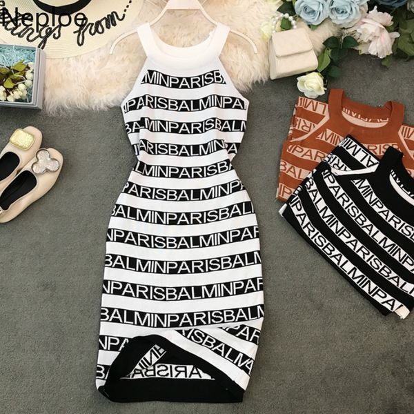 2021neploe knitted letter print women dress summer 2021 new halter sleeveless camis vestidos slim waist bodycon dress 44319, Black;gray
2021neploe knitted letter print women dress summer 2021 new halter sleeveless camis vestidos slim waist bodycon dress 44319, Black;gray