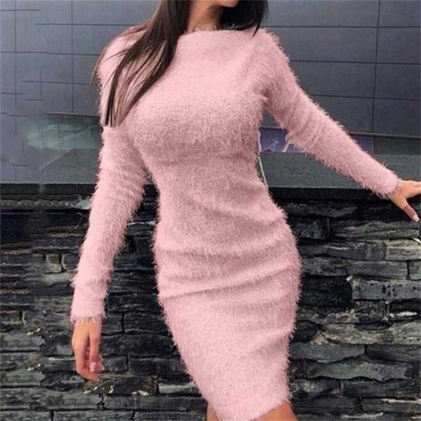 women plush long sleeve sweater dress fashion mini all-match korean robe chic clothing female vestidos 211119, Black;gray
women plush long sleeve sweater dress fashion mini all-match korean robe chic clothing female vestidos 211119, Black;gray