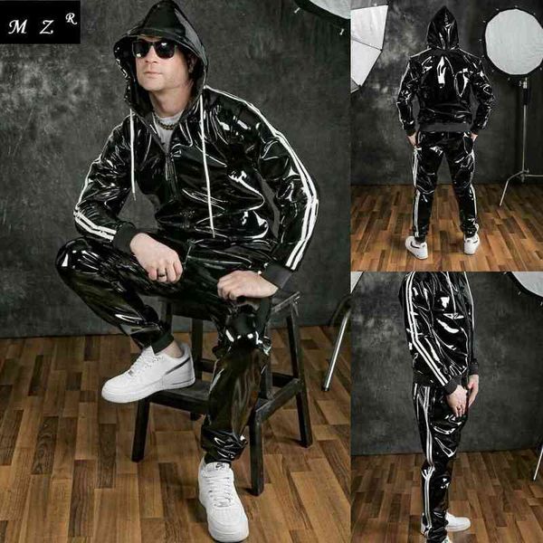 2021 autumn and winter men set fashion pu hoodie motorcycle casual jogging jacket sports suit g1217, Gray
2021 autumn and winter men set fashion pu hoodie motorcycle casual jogging jacket sports suit g1217, Gray
