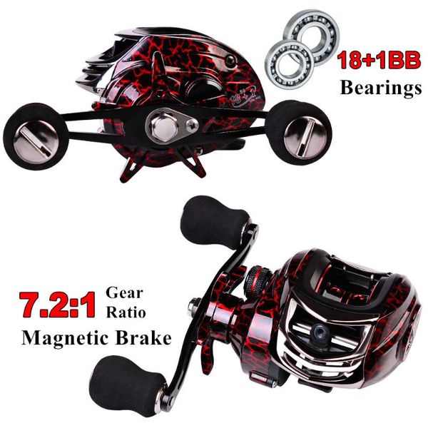 baitcasting reels left/right hand baitcast reel gear ratio 7.2:1 bait casting fishing wheel with magnetic brake ball bearings 18+1 carp
baitcasting reels left/right hand baitcast reel gear ratio 7.2:1 bait casting fishing wheel with magnetic brake ball bearings 18+1 carp