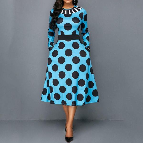 casual dresses summer sweet plus size elegant party office lady vintage women big swing pocket print polka dots retro female midi dress, Black;gray
casual dresses summer sweet plus size elegant party office lady vintage women big swing pocket print polka dots retro female midi dress, Black;gray
