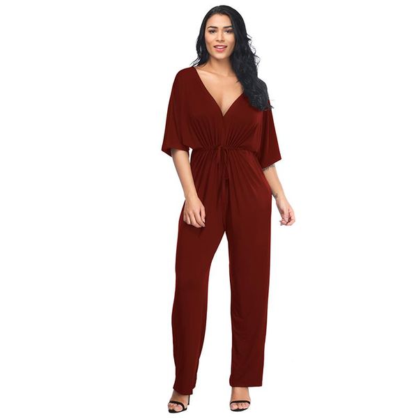 women's jumpsuits & rompers low cut back v open full length fashion half sleeve wide leg pants solid color ladies womens jumpsuit, Black;white
women's jumpsuits & rompers low cut back v open full length fashion half sleeve wide leg pants solid color ladies womens jumpsuit, Black;white
