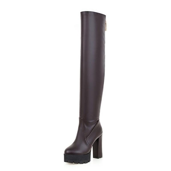dress shoes women's autumn and winter high heel over knee boots quality pu fashion thick waterproof platform, Black
dress shoes women's autumn and winter high heel over knee boots quality pu fashion thick waterproof platform, Black