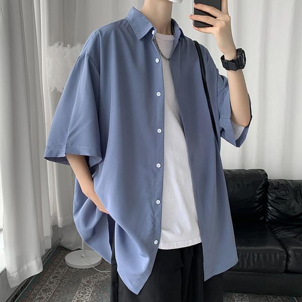 men's casual shirts summer korean styles fashion solid colors mens daily loose button up short sleeve harajuku blouses 5xl, White;black
men's casual shirts summer korean styles fashion solid colors mens daily loose button up short sleeve harajuku blouses 5xl, White;black