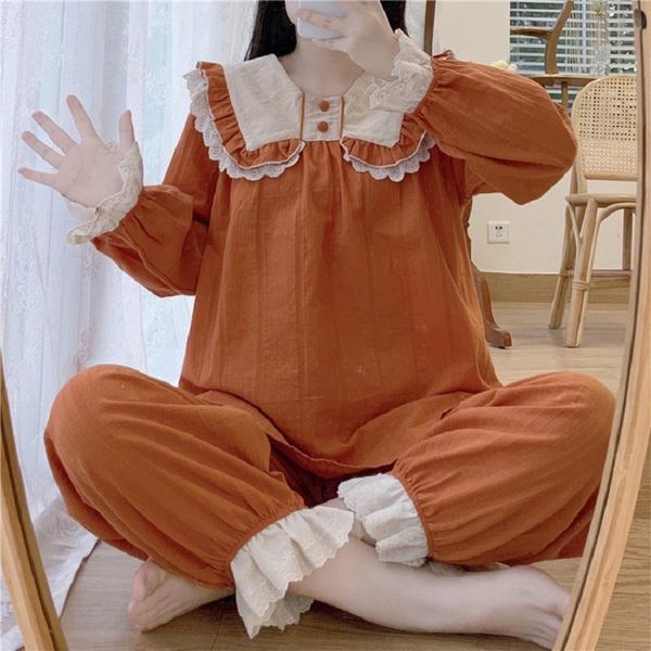 spring and autumn style chic loose leisure home clothes joinful flounces two sets of pajamas female women's sleepwear, Black;red
spring and autumn style chic loose leisure home clothes joinful flounces two sets of pajamas female women's sleepwear, Black;red