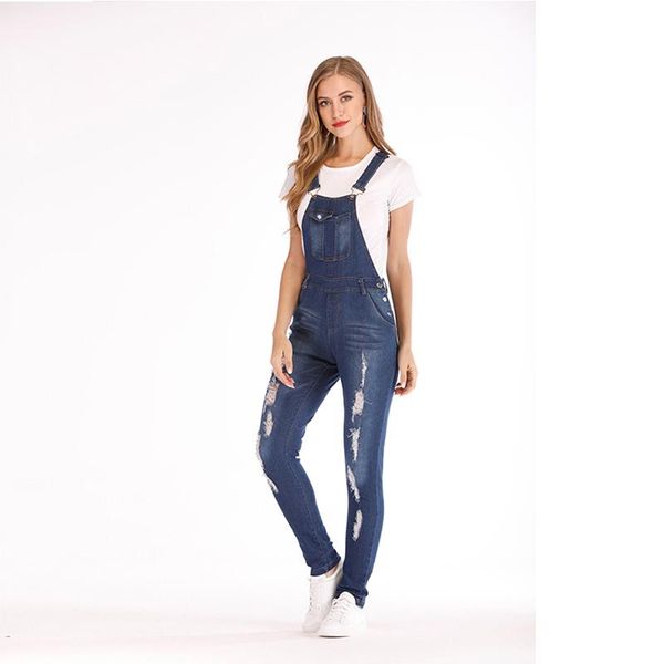 women's jeans denim female stretch slim bib women casual overalls long ripped holes pockets sleeveless pants, Blue
women's jeans denim female stretch slim bib women casual overalls long ripped holes pockets sleeveless pants, Blue